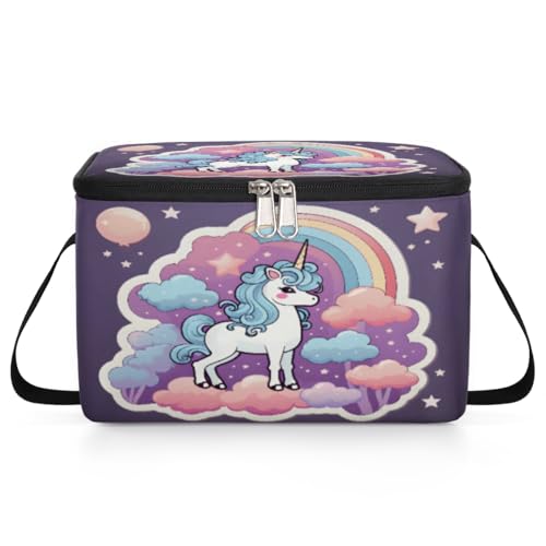 GzLeyigou Unicorn Cloud Lunch Bags for Women Men 9 Cans, Hot & Cold Food Delivery Bag Insulated Grocery Bag Insulated Lunch Box Animal Unicorn Cooler Bag for Office Work Picnic Beach