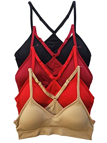 Image of Kalon Women's 4 Pack Racerback Sports Bralette Seamless Wireless Comfort Bra
