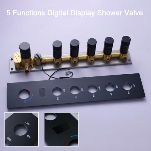 KATAIS Digital Shower System Oil Rubbed Bronze Full Body Rain 16X26 Inch Luxury Shower Head System with 6 PCS Body Jets, Handheld Shower Fixtures, 5 Function Digital Display Shower Vlave