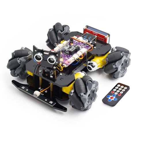 Adeept - Kit de voiture intelligente à roue Mecanum (compatible avec Arduino IDE), suivi de ligne, suivi de lumière, évitement d'obstacles, servomoteur,...