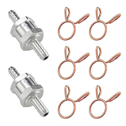 2 PCS Clapet Anti-Retour 8mm, 6 Pièces Pinces à Ressort, Clapet Anti-Retour Gasoil pour Systèmes de Carburant à Basse Pression, Valve Unidirectionnelle...
