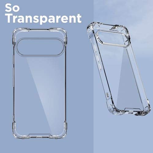 Image of Amazon Basics Back Cover for Google Pixel 10 Pro XL PC + TPU Clear Transparent Raised Edges Shockproof Protective Phone Bumper Case(Transparent)
