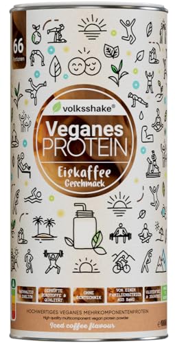Vegan Proteïne IJskoffie | 1000 g | 12 plantaardige eiwitbronnen | Zonder sucralose | Zonder soja & gluten | Premiumkwaliteit van de Bodensee | Gemaakt in Duitsland