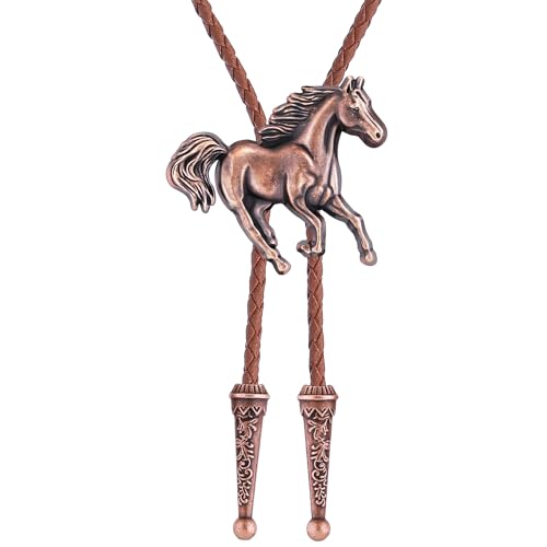 Image of GelConnie Bolo Ties for Men Women Western Cowboy Tie Mens Western Necklace Leather Necktie Gold Bolero Tie Cowboy Necklace