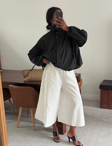 Daacee Women Oversized Bomber Jacket High Neck Balloon Hem Zipper Streetwear Coat Outwear with Pockets4