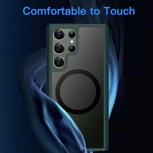 Image of JETech Magnetic Case for Samsung Galaxy S23 Ultra, Midnight Green | Cover Compatible with MagSafe, Translucent Matte Back, Shockproof Protection
