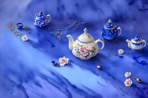 Poster nature morte théière porcelaine SERENDIPITP en toile premium