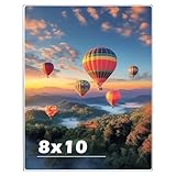 8 x 10 Acrylic Picture Frame, Horizontal/Vertical Clear Photo Frame for Wall with Tape, No Drilling Floating Hanging Frameless Picture Frame, Wall Mount Sign Holder 8x10 for Home, School, Office