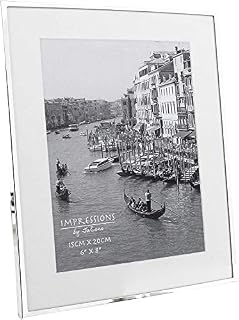 Impressions narrow silver plated 6" x 8" photo frame with white mount boarder