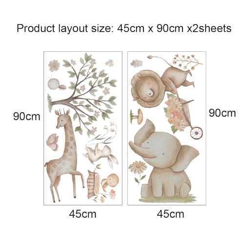 Image of Safari Animal Wall Stickers for Kids Baby Girl Wall Stickers for Room Bedroom Playroom Living Room Decor Boho Nursery Wall Art Nursery Wall Sticker Kids Room Decoration-Self-Adhesive