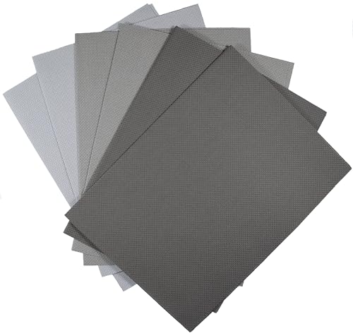 Image of KCS 6 pc of 12 inch x 18 inch (30cmx45cm) 14CT Counted Cotton Aida Cloth Cross Stitch Fabric (Light Grey+Medium Grey+Dark Grey)