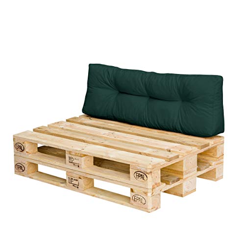 Royal Schneider Lot de coussins pour canapé en palette - Coussins d'assise et coussins de dossier - 120 x 80 cm - 1 coussin de dossier (120 x 40 x 10 cm - 500-31 vert bouteille