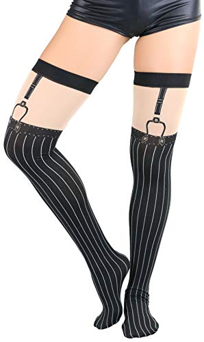 Image of ToBeInStyle Women's Full Footed Pantyhose with Thigh High Designs