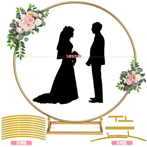 Moeput Round Backdrop Stand 7.4Ft Large Wedding Round Balloon Arch Stand Gold Circle Balloon Arch Frame With 13 Thicken Tubes For Valentine's Day Decoration Graduation Birthday Party Baby Shower #TOP2