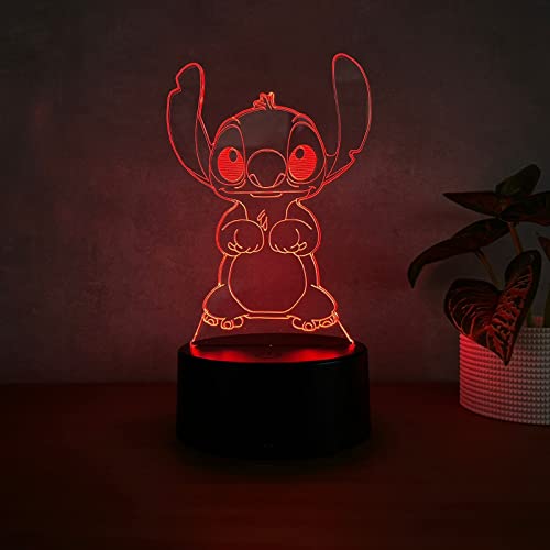 Luminária LED 3D, abajur de Mesa, Presente Criativo - Stitch