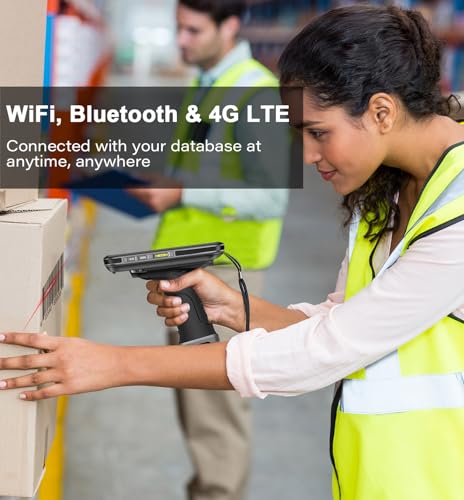 Image of Handheld Data Terminal Mobile Computer with 1D & 2D Barcode Scanner, 3G 4G WiFi BT GPS, Ergonomic Pistol Grip, 5.2'' FHD Screen, 13MP Camera, 8000mAH Battery