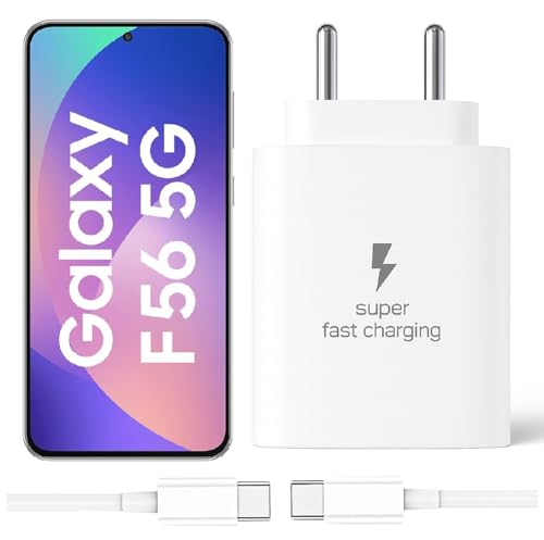 Image of 25W Type-C Charger with Cable Compatible with Samsung-Galaxy F56 5g | Super Fast Charger Adapter for S23 /S24 /S25 /S21Fe /A14 /M17 /M06 /M07 /M05 /F05 /F15 /F06 /M36 /A55 / F17 /A16 /M16 /A56 /A36 /A35 /A34 /A26, White