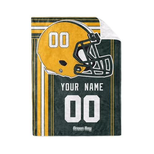 KREDE Green Bay Baby Blanket Custom Name and Number Throw