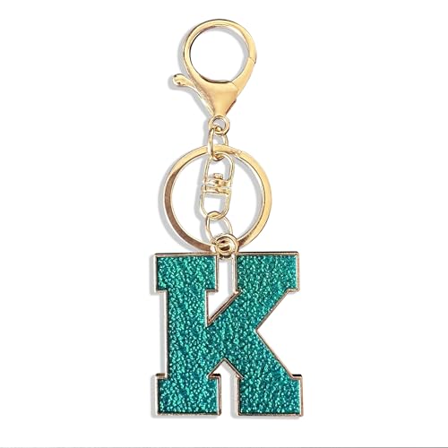 Retui Purple Green Dark Blue Metal Alphabet Keychain A-Z for Men Women Handbags