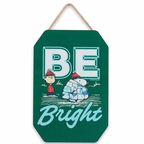 Peanuts Charlie Brown and Snoopy Be Bright Hanging Wood Wall Decor