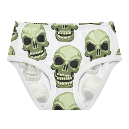 Girls Underwear Toddlers 2t Cotton Little Girl Panties Pattern Briefs Girls Undies Funny Skulls Green