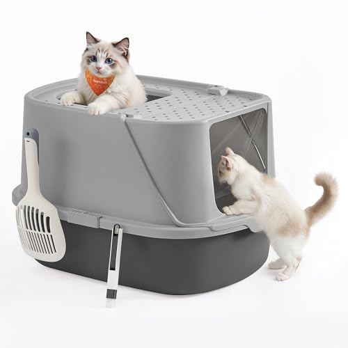 Feandrea Grand Bac à Litière pour Chat, Taille XXL, Litière pour Chat avec Couvercle Basculant