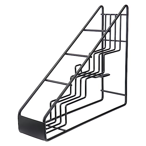 DOITOOL Stainless Steel Syrup Shelf Stepped Organizer Rack for Coffee Shop Kitchen Home Space-saving Display for Syrup Wine Dressing Bottles Black