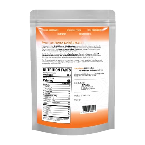 Image of CHAVI Freeze-Dried Lychee - 2 Oz - Healthy 1 Ingredient Superfood Supersnacks - No Added Sugars or Preservatives - Non-GMO, Vegan, Gluten-Free