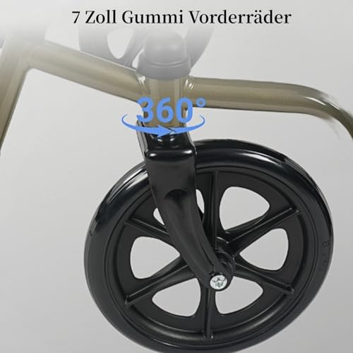 COVNBXN Rollstuhl Faltbar Leicht (Sitz 46CM), Doppelbremsen Transportrollstuhl Klappbar (15KG) für Senioren, Selbstfahrend für Behinderte und Ältere Menschen, Outdoor Rollstuhl, Belastbarkeit 150KG