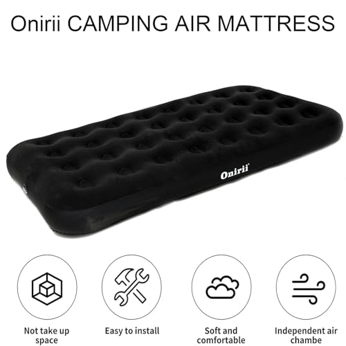 Twin Size Single Camping Air Mattress Bed with Air Pump,Inflatable Travel Air Mattress,Thickened Portable Blow Up Sleeping Bed Pad for Truck Tent Camping/Home/Hiking(Black)