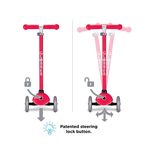 Globber Unisex Jugend Primo Dreiradscooter, rot, One Size