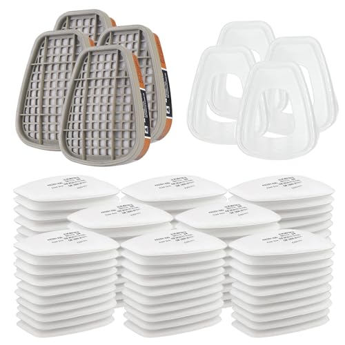 6001 Kit D'Accessoires Filtrant, Filtre pour Respiratoire avec 80 Cotons Filtrants 4 Cartouches...