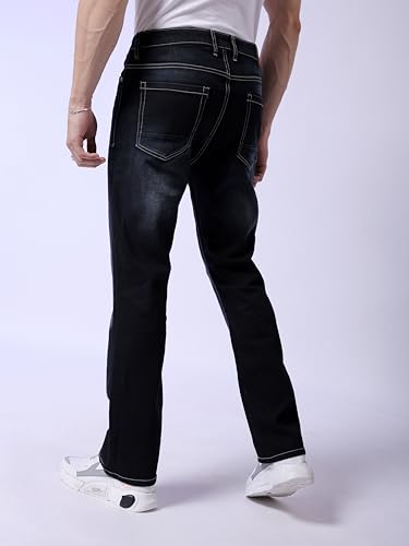 Image of The Indian Garage Co Men Bootcut Solid Mid-Rise Stretchable Jeans