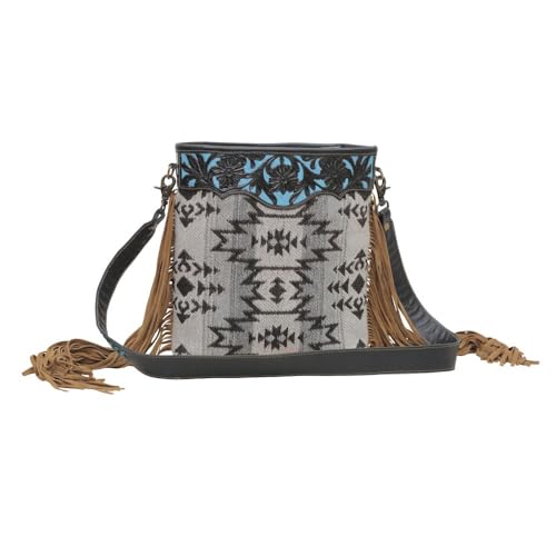 Western Leather Shoulder Bag for Women - Hand Tooled Upcycled Crossbody Bag With Tassel2