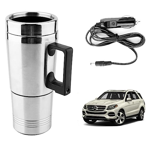 Image of Oshotto 12V Stainless Steel Car Heating Kettle /Mug, Travel Friendly electric Tea /Coffee maker Compatible with Mercedes Benz GL /GLS (300ml)