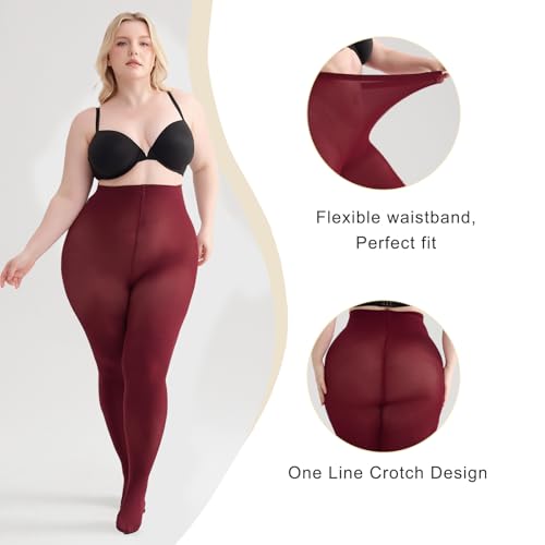 Image of Women's Plus Size Tights High Waist Sheer Semi Opaque Ultra-Soft Pantyhose XL, 2XL, 3XL, 4XL