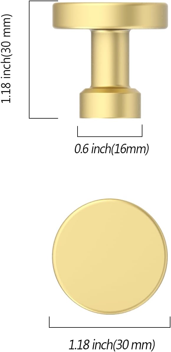 Asidrama 10 Pack 1-1/4 inch Brushed Gold Kitchen Cabinet Knobs Gold Dresser Knobs Drawer Knobs Cabinet Hardware Zinc Knobs for Dresser Drawers