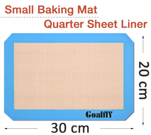 Goalfly Silicone Baking Mat Sheet (30 x 21.6 cm), 3 Pieces Non-Stick Baking Mat Set (Red, Blue, Grey), Heat-Resistant, Reusable Silicone Mat for Microwave Oven, Baking Tray, Baking Pan