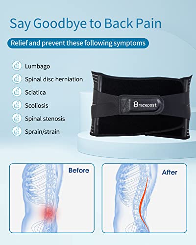 Bracepost Back Brace For Lower Back Pain Relief With 7 Stays Ultra-Breathable Back Support Belt For Women Men, Adjustable Lumbar Support Belt For Herniated Disc, Sciatica, Scoliosis(Size: Large) #TOP2