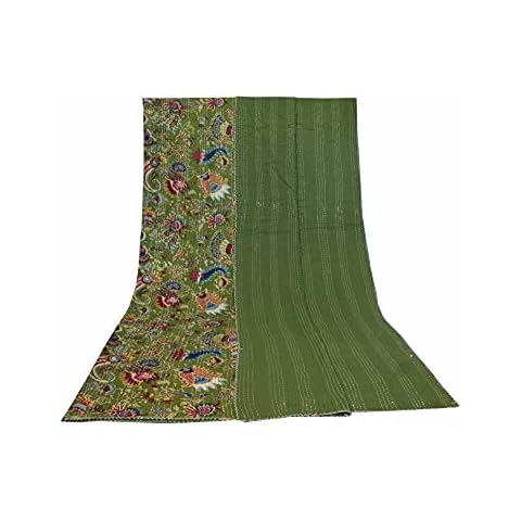Sophia-Art Handmade Kantha Quilt in Green Cover
