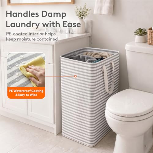 Lifewit 2 Pack Laundry Basket 80L Each, Collapsible Clothes Hamper with Reinforced Handles, Freestanding Waterproof Design for Bedroom and Laundry Room, Grey 160L Total β image 7