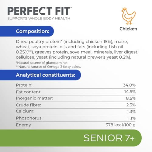 PERFECT FIT Senior Trockenfutter für ältere Katzen ab 7 Jahren - Huhn, 7 kg (1 Beutel)