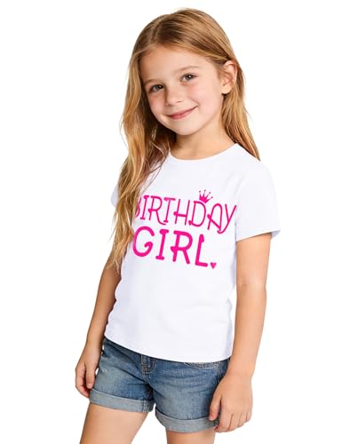 Image of Birthday Girl Shirt Toddler Baby Girls Birthday Outfit Cotton T-Shirt Size 2-10 Years