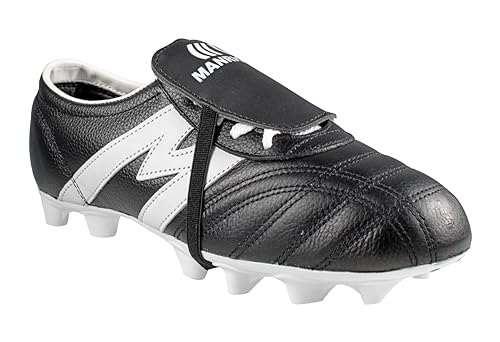 Manriquez Professional Soccer Cleats MID SX, Genuine Leather, Black and White, Firm Ground2