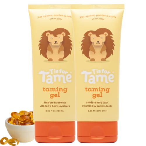 T is for Tame Taming Gel - Boys & Girls Baby Hair Styling Gel for Frizz Control, Flyaways - Natural Toddler, Kids Hair Tamer, Flexible Hold, 3.38fl oz, 2 Pack