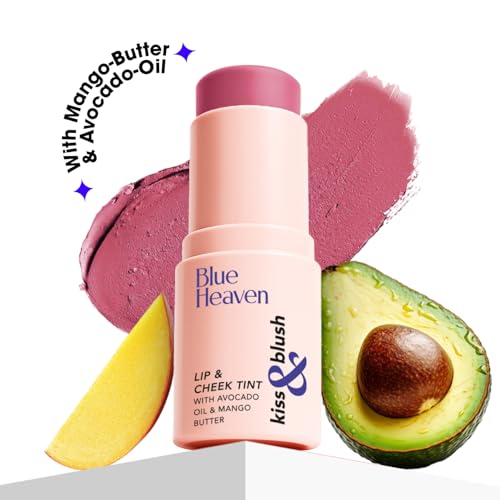 Image of Blue Heaven Kiss and Blush Lip, Cheek and Eye Tint with Avocado Oil and Mango Butter | 3 in 1 Lip and Cheek Tint Stick | Rich Smooth Formula | Easily Blendable Makeup Tint | Rosy Dusk | 8.5gm