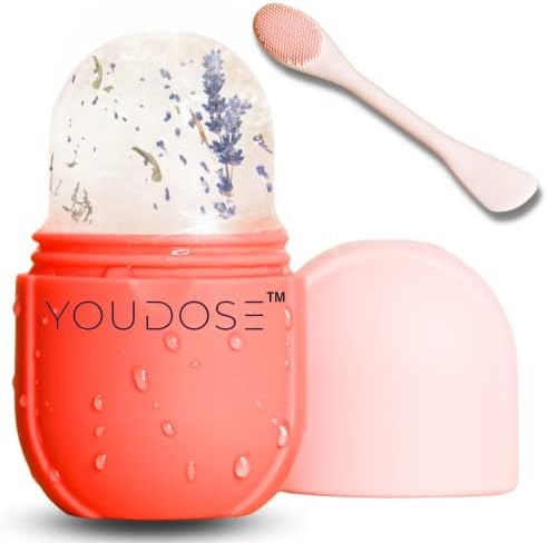 Ice Roller for Face and Silicone Facial Cleansing Brush Set of 2-Ice Roller for Face & Eye Puffiness Relief