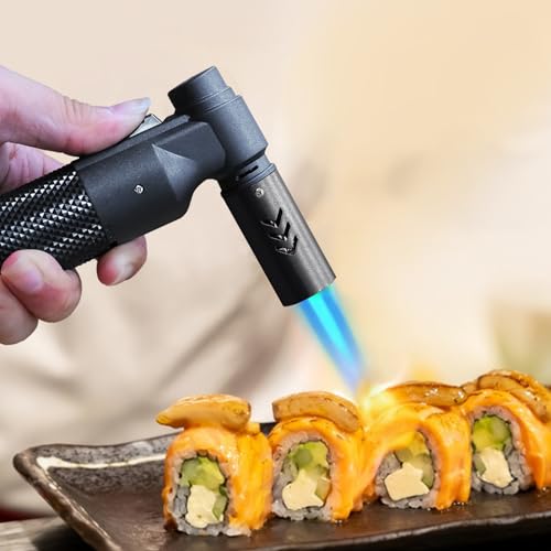 Luxgaze Butane Torch Kitchen Torch Lighter Refillable Big Jet Flame Mini Blow Torch Portable Crème Brulee Torch for Camping Grill Culinary Soldering Cooking Welding BBQ(Gas not Included) Black