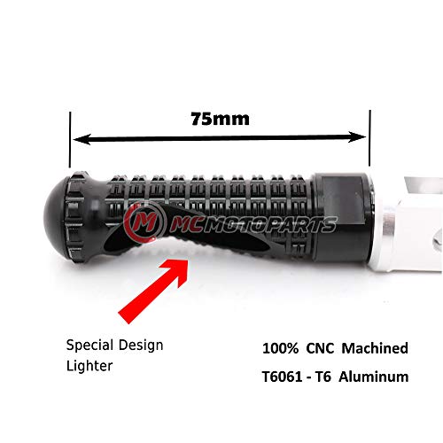 Mc Motoparts Mpro Black Cnc Rider Foot Pegs Compatible With Yamaha Yzf R1 00-21 Yzf R6 03-19 05 06 07 08 09 10 11 12 13 14 15 16 17 Yzf R1M 15-21 R1S 16-19 20 21 22 #TOP3