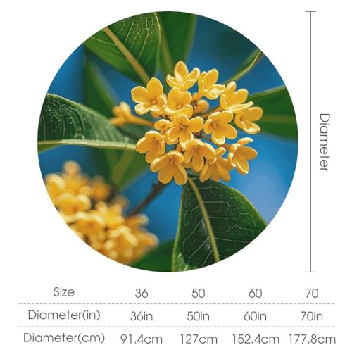 Nappe ronde anti-tache avec fleurs d'osmanthus pour préserver votre table
